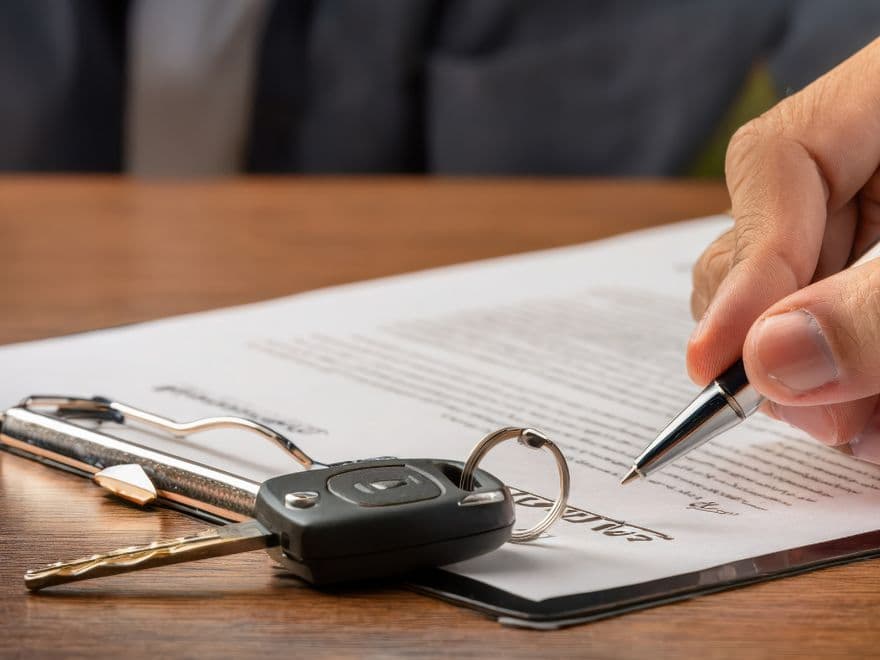a transferencia de um veiculo sendo assinado em um papel